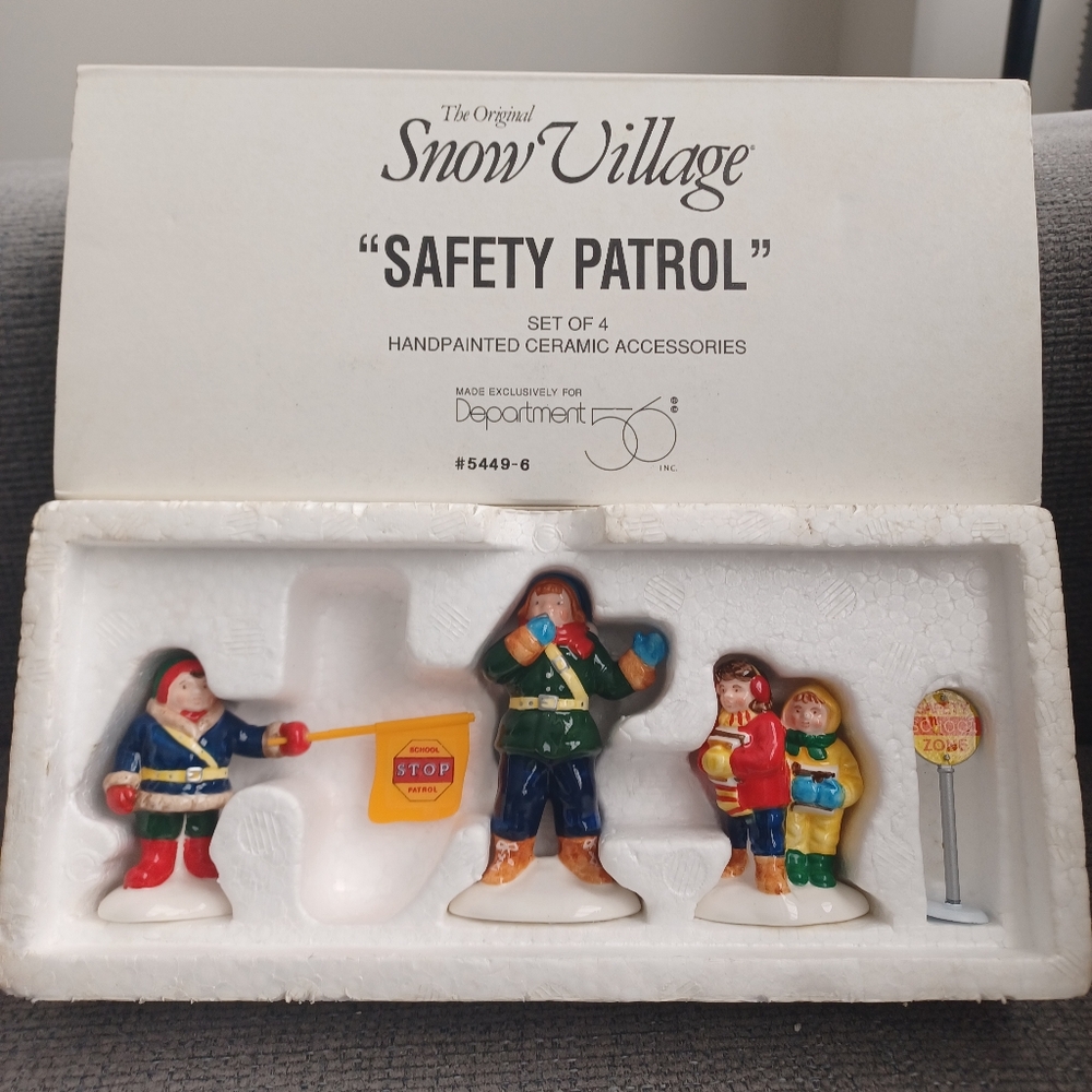 Dept 56 Safety Patrol The Original Snow Village Set of 4 Ceramic Accessories